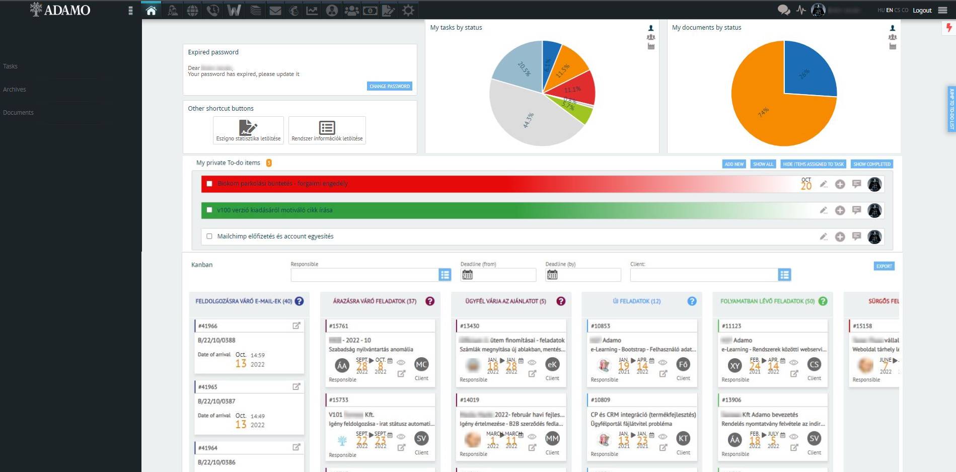 screenshot of Adamo Digital Platform